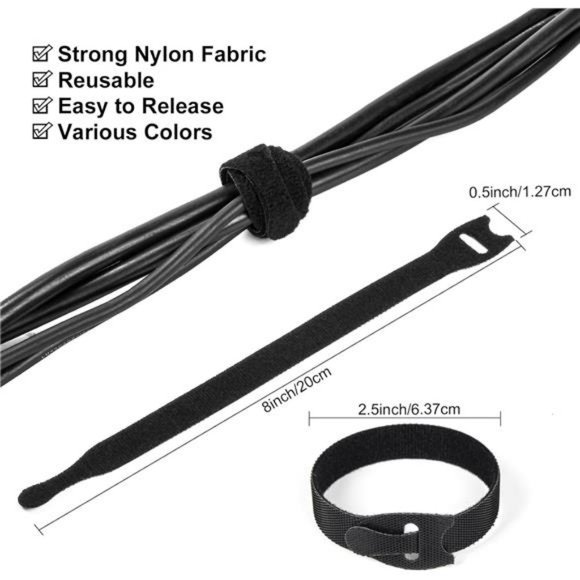 110PCS Cord Organizer 8 × 1/2" Reusable Cable Ties with Hook and Loop - Picture 2 of 8